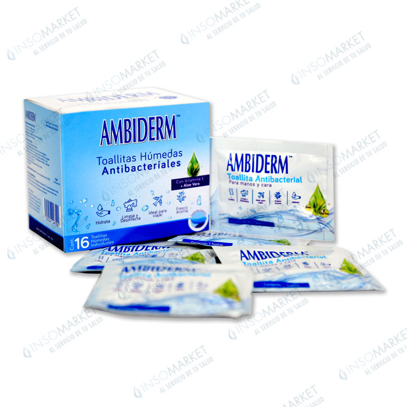 Toallita Húmeda Antibacterial c/16 AMBIDERM (Pack 5)